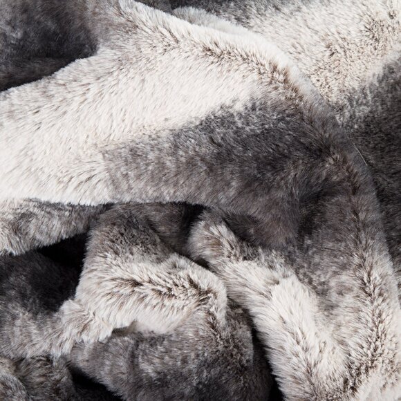 Luxe Home Decor Classic Faux Fur Throw | 1-Piece | charcoal/white | 50"x60" - Picture 2 of 2